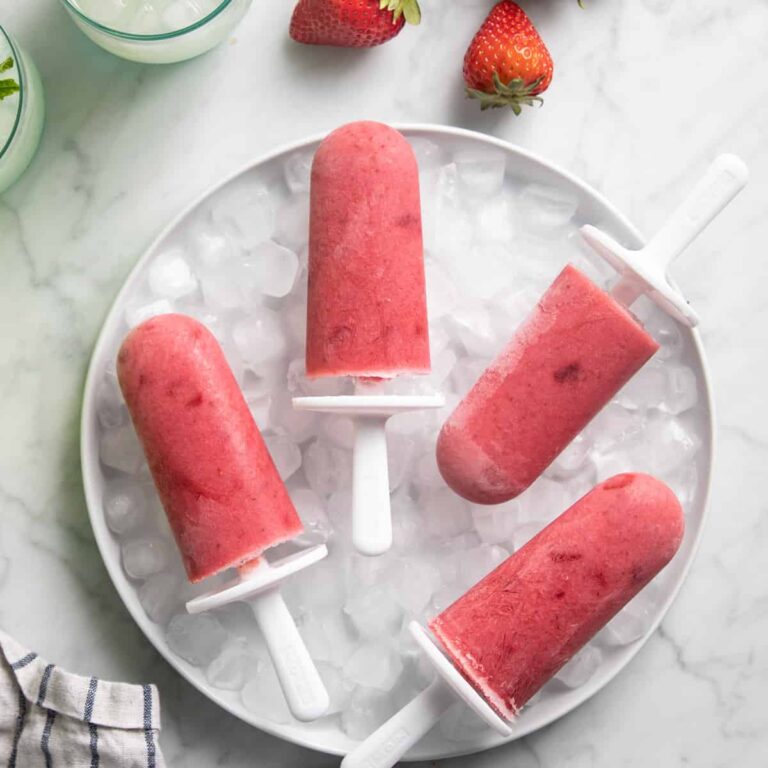 Delicious Strawberry Popsicles Featuring Greek Yogurt