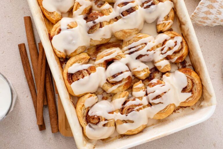 Cinnamon Rolls with Puff Pastry and Two Glaze Options