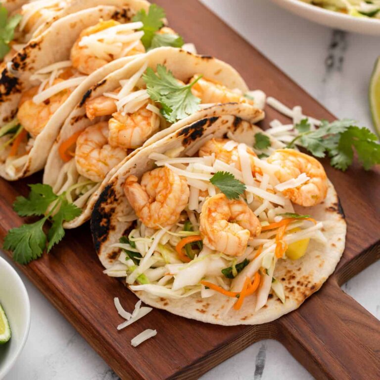 Mango Jalapeño Slaw Shrimp Tacos